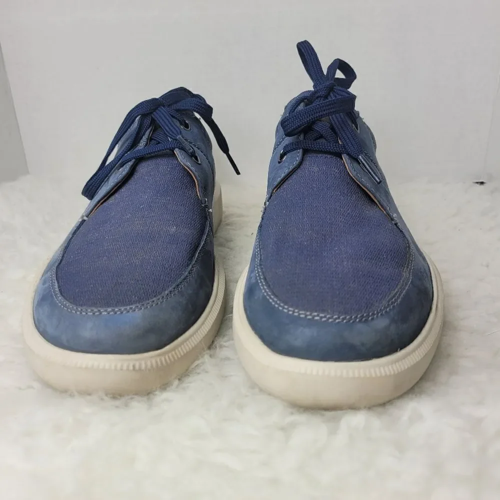 Clarks Cambro Men's Sneaker Size 11 Blue Leather Canvas Lace Up Shoes